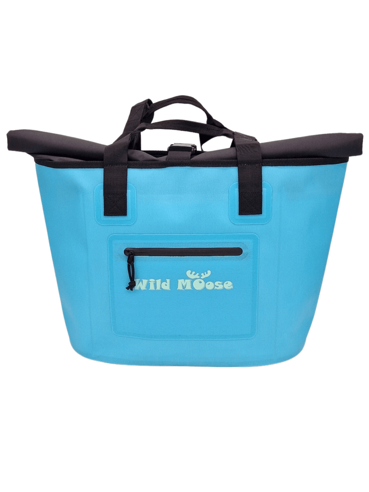 Bright blue tote bag, designed to be easily seen from the water whilst keeping your kit dry - ideal for open water swimming or trips to the beach
