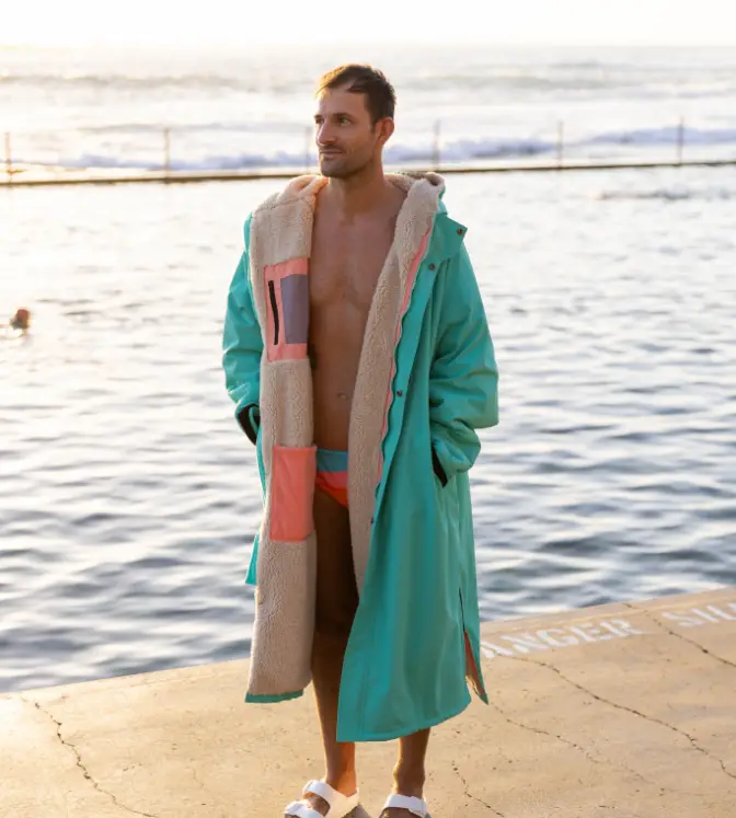 Men's Long Sleeve Pro Change Robe EVO - Icebergs Aqua