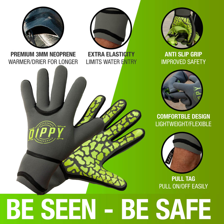 Neoprene 3MM Swim Gloves - Grey/Green