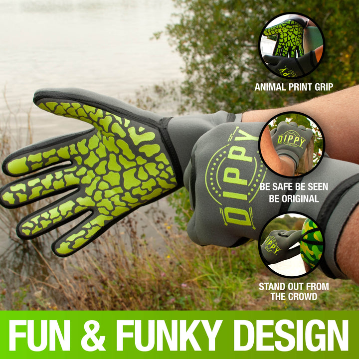Neoprene 3MM Swim Gloves - Grey/Green
