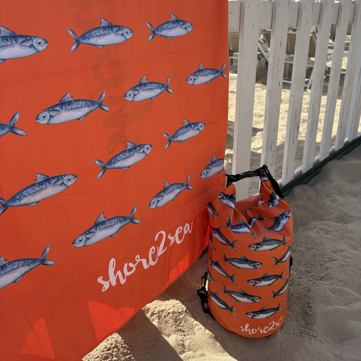 100% Recycled Microfibre Towel Orange - Fish