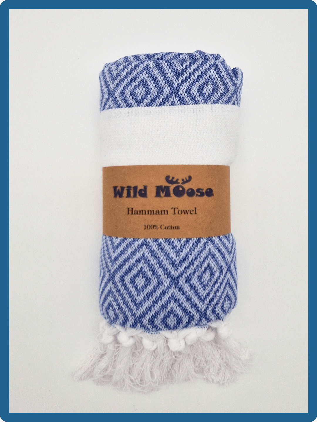 Large, quick-drying hammam towel from Wild Moose in whale blue