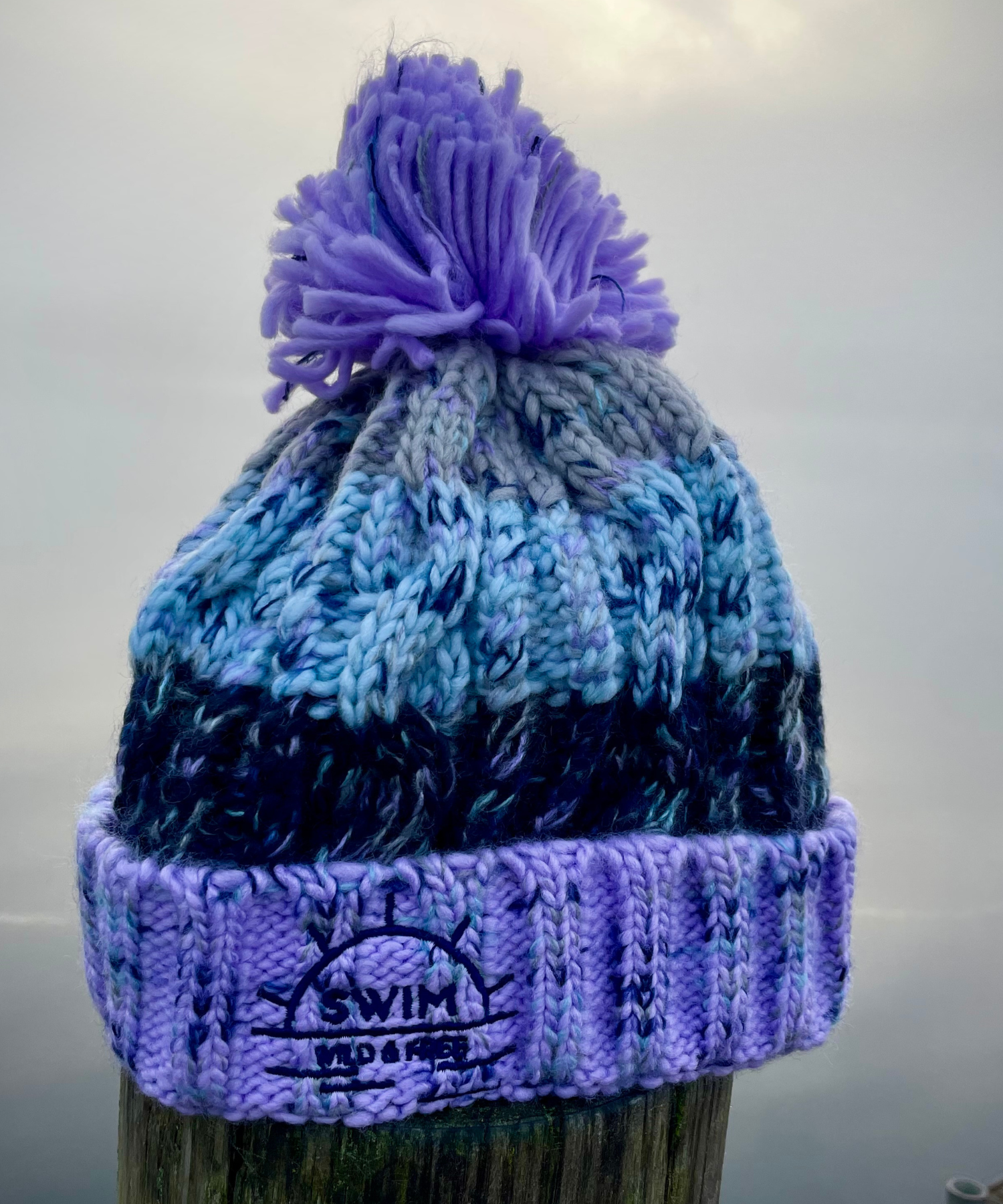 Swim Wild & Free Branded Bobble Hat Lavender Mist