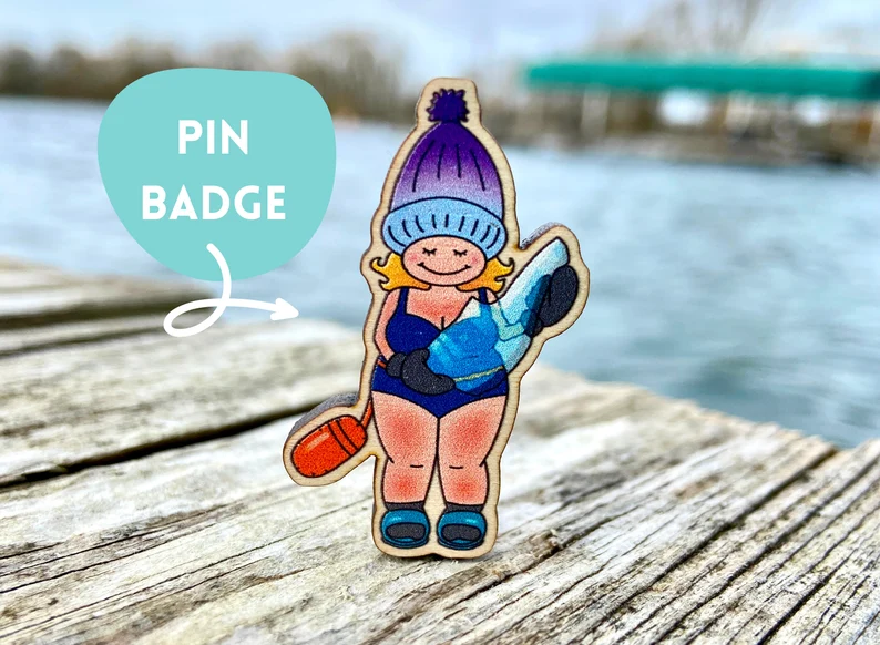Ice Dipper Wooden Pin Badge