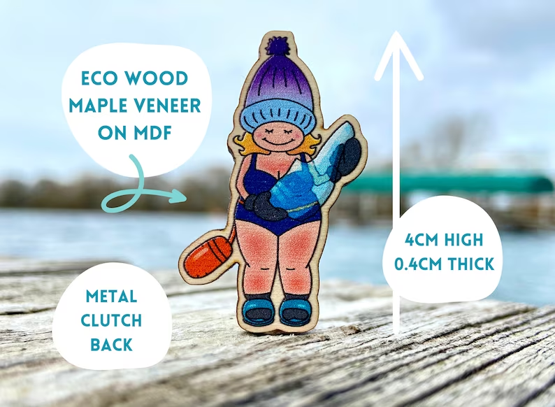 Ice Dipper Wooden Pin Badge