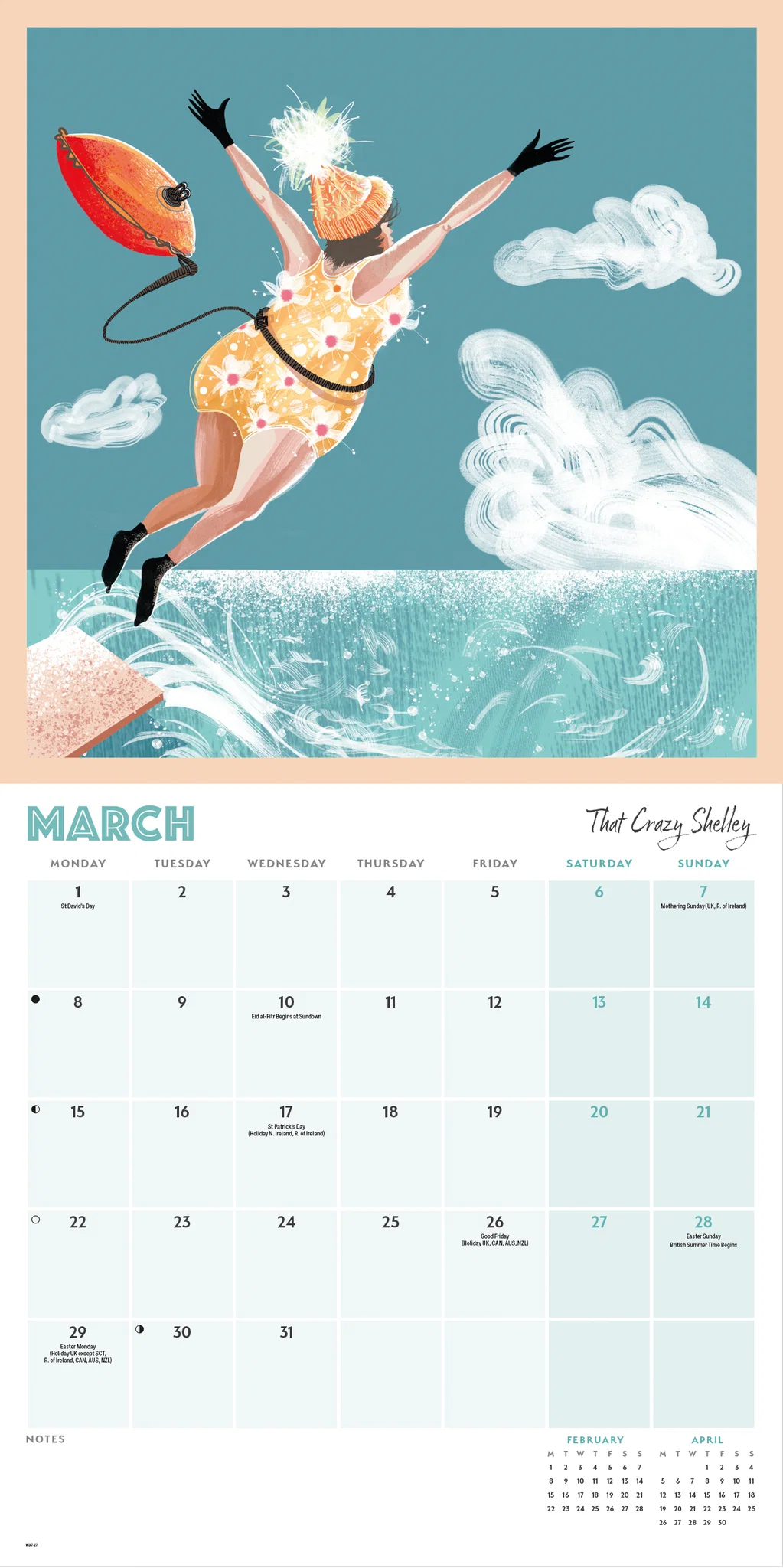 Dips, Swims &amp; Coffee 2027 Wall Calendar