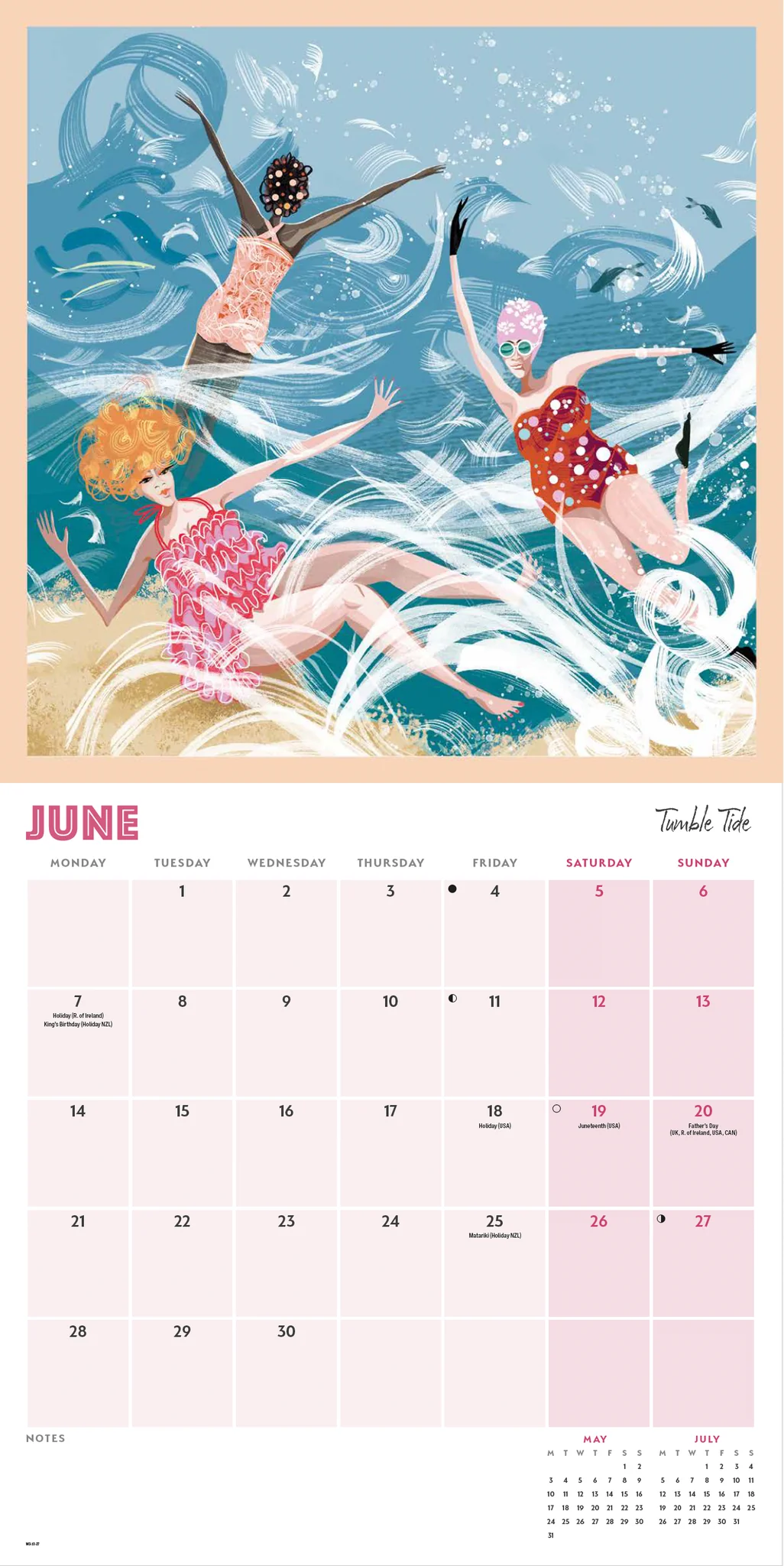 Dips, Swims &amp; Coffee 2027 Wall Calendar