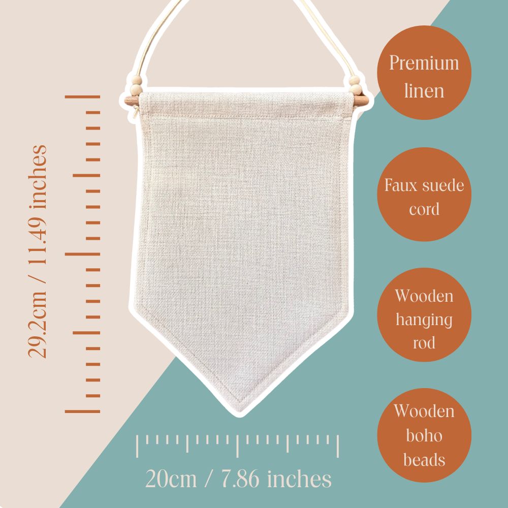 Saltwater Soul - Boho Linen Hanging Flag Swimmer Design, Wooden Rod &amp; Beaded Faux Suede Cord, Nautical Wall Decor