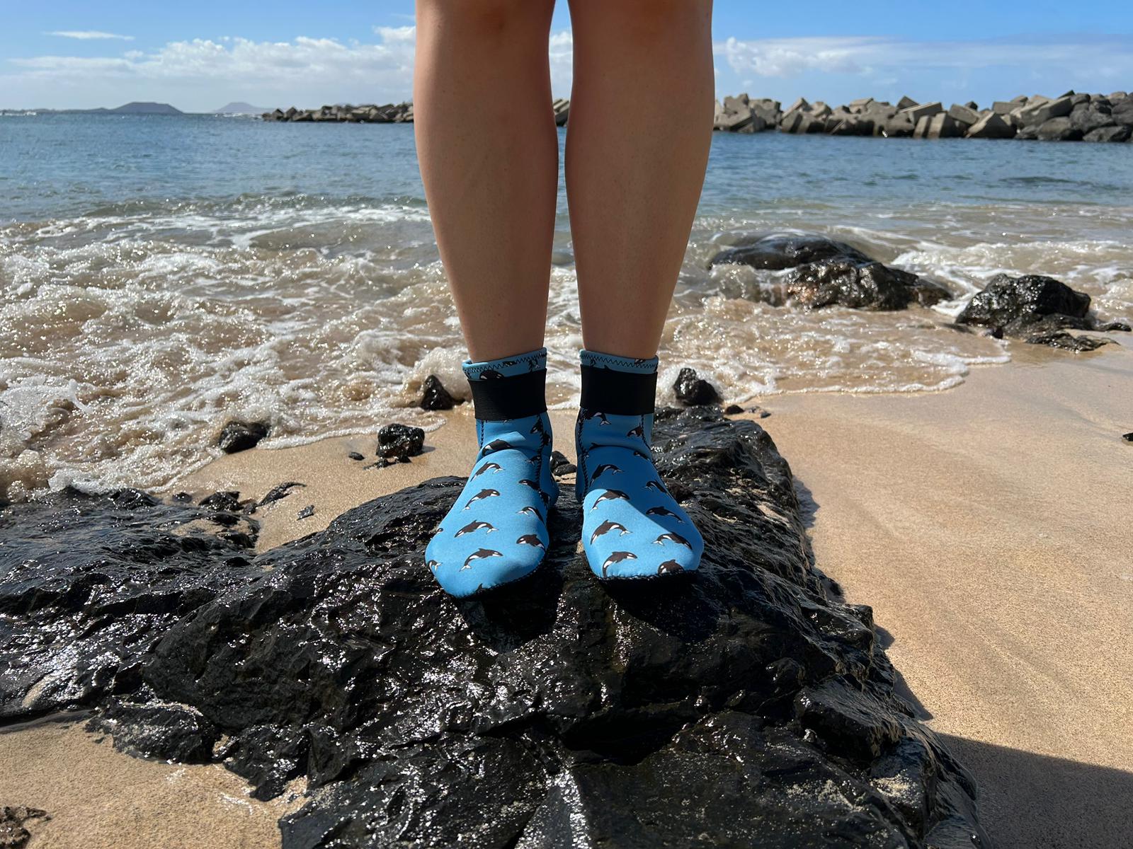 Eco-friendly neoprene wild swimming socks: Orca