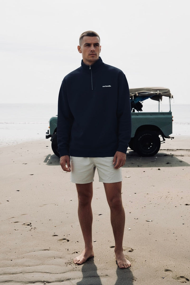 Men’s Atlantic 1/4 Zip Sweatshirt – Navy | Organic Cotton Layer by Surfsmile