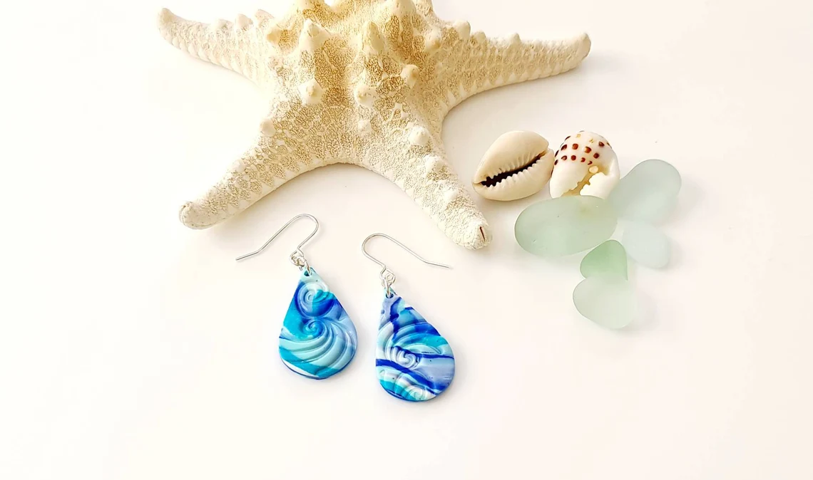 Cornish Wave Embossed Earrings