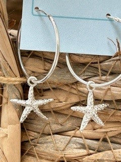 Starfish Silver Hoop Earrings