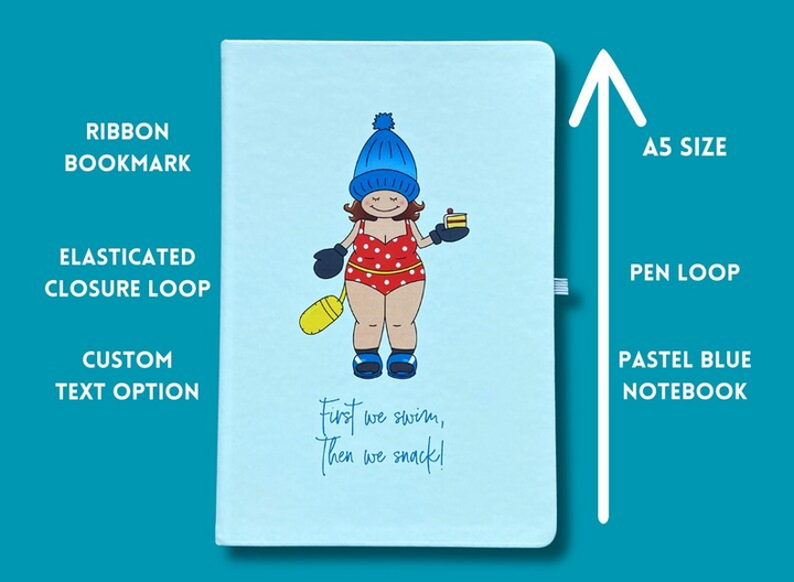 First We Swim, Then We Snack! A5 Mole Notebook