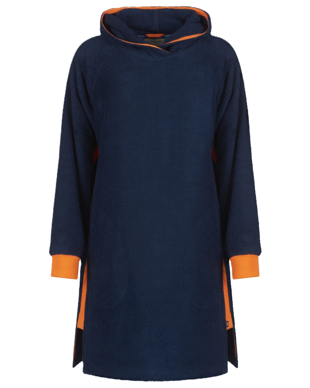 Navy and orange long hoodie from So English, featuring a casual fit and soft fabric, perfect for relaxed outdoor wear.