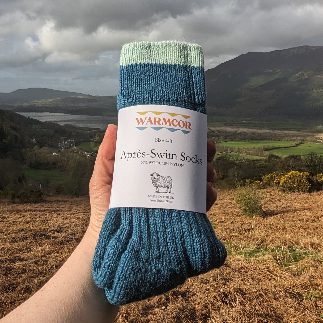 British Wool Socks - Teal with Mint