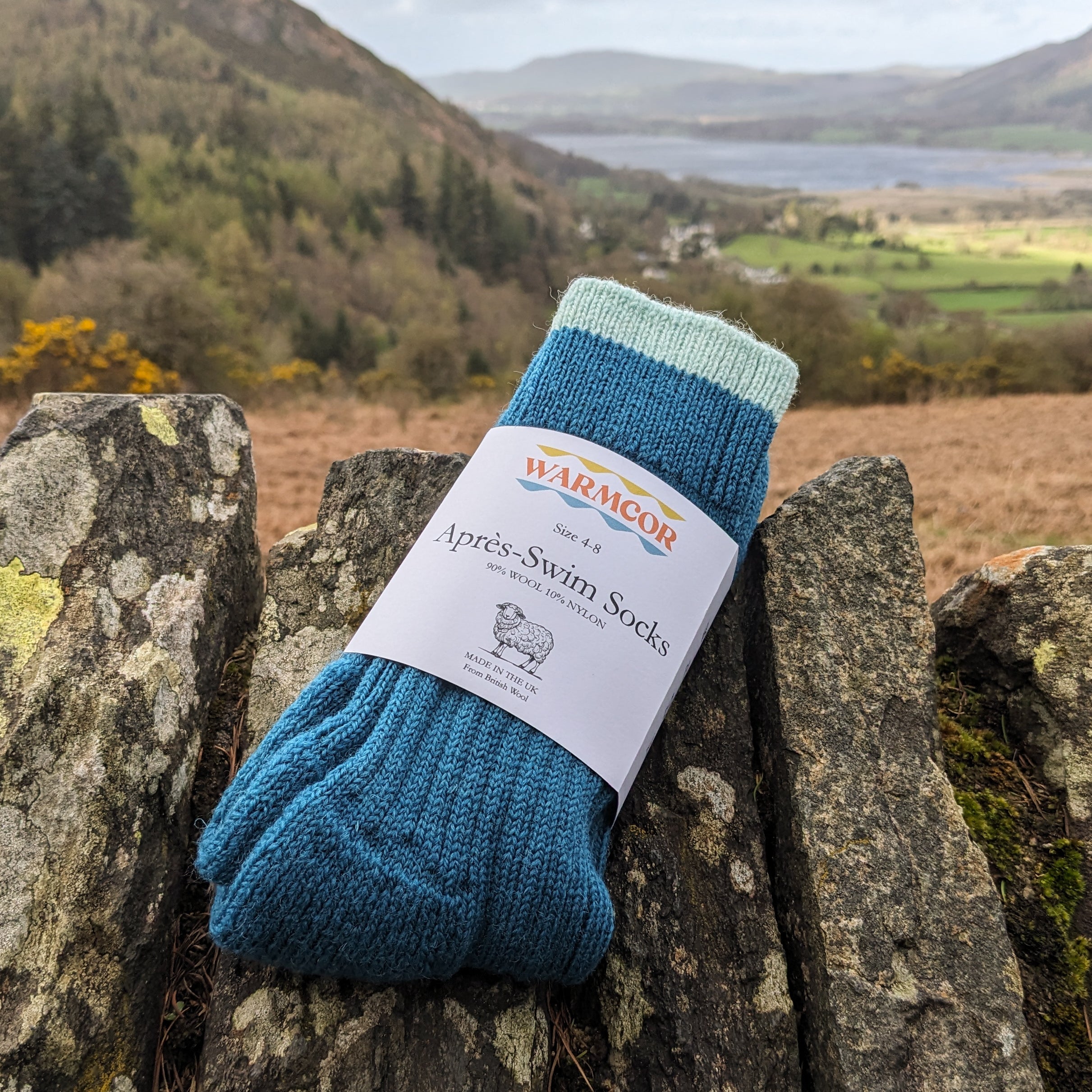 British Wool Socks - Teal with Mint