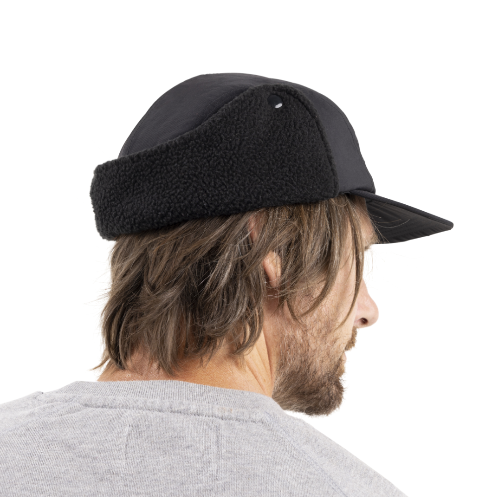 Fleece-Lined Peaked Trapper Hat - Stealth Black