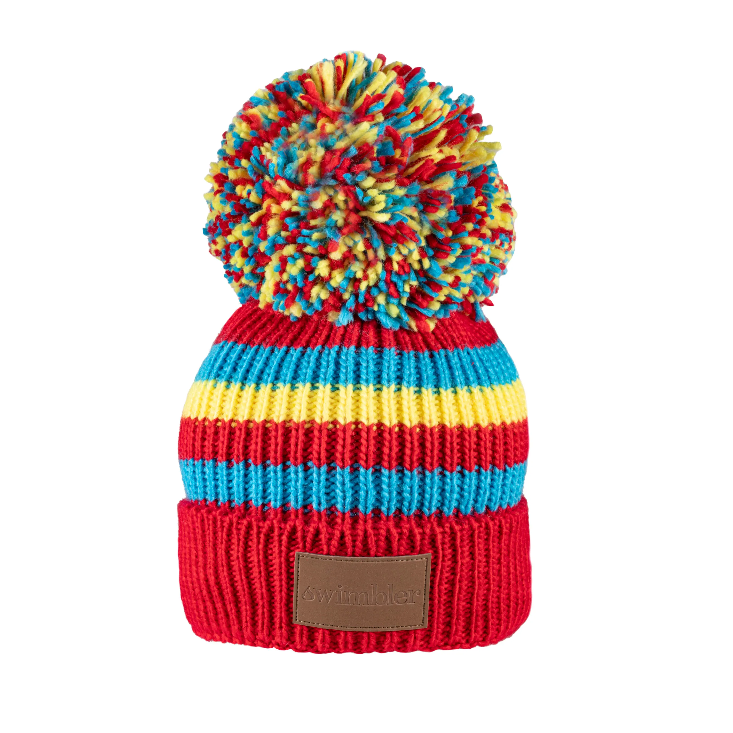 Swimbler Red Blue Yellow Waterproof Bobble Hat