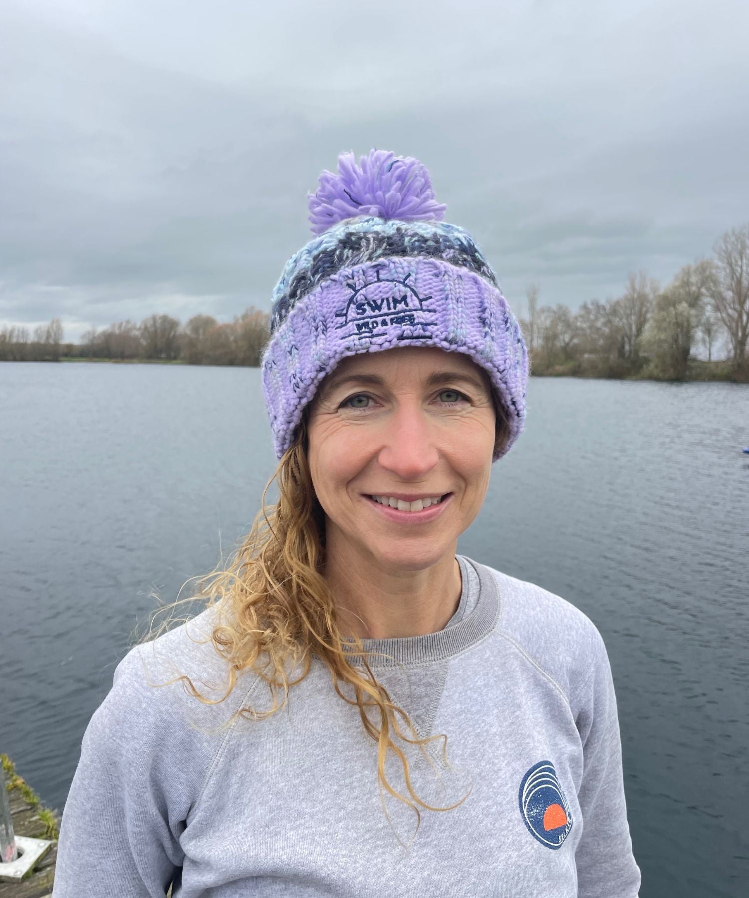 Swim Wild & Free Branded Bobble Hat Lavender Mist