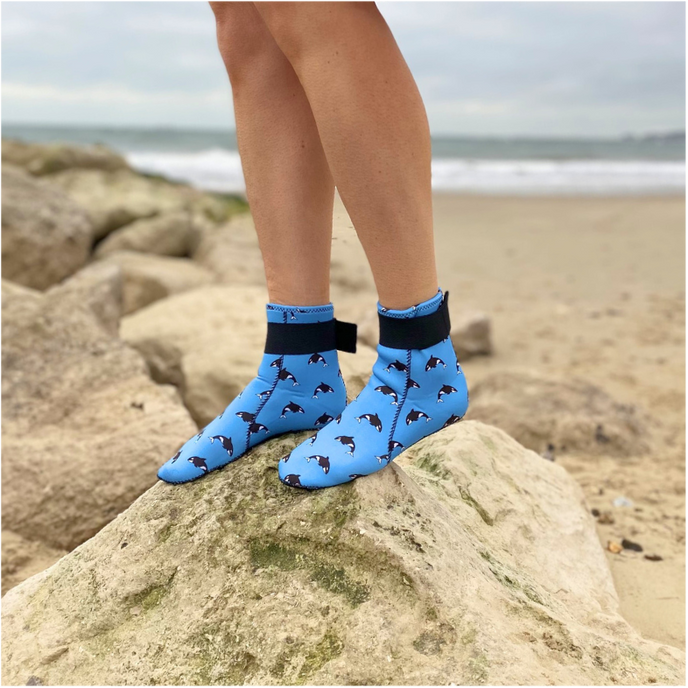 Eco-friendly neoprene wild swimming socks: Orca