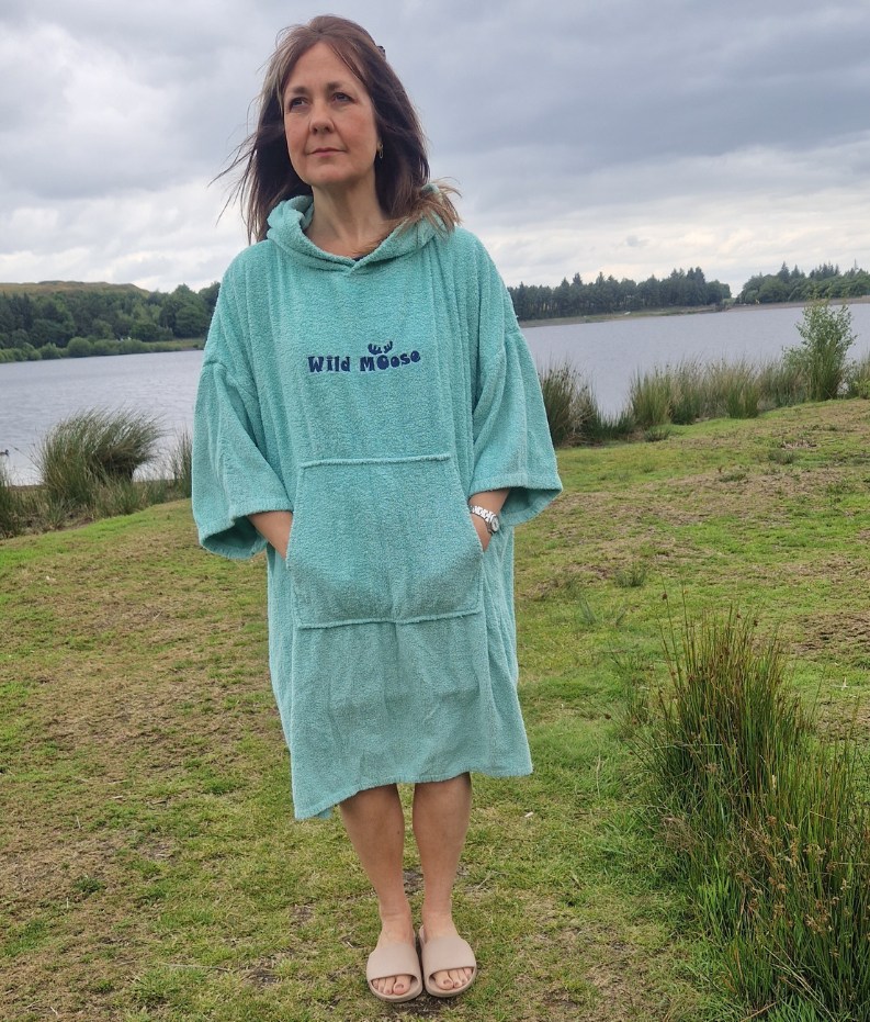 Minty Axolotl - bamboo/cotton poncho towel