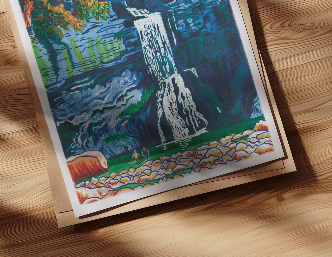 Wild Swimming Waterfall Print - Yorkshire Dales
