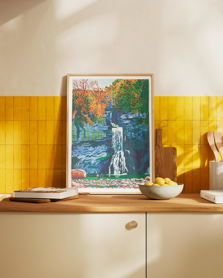 Wild Swimming Waterfall Print - Yorkshire Dales