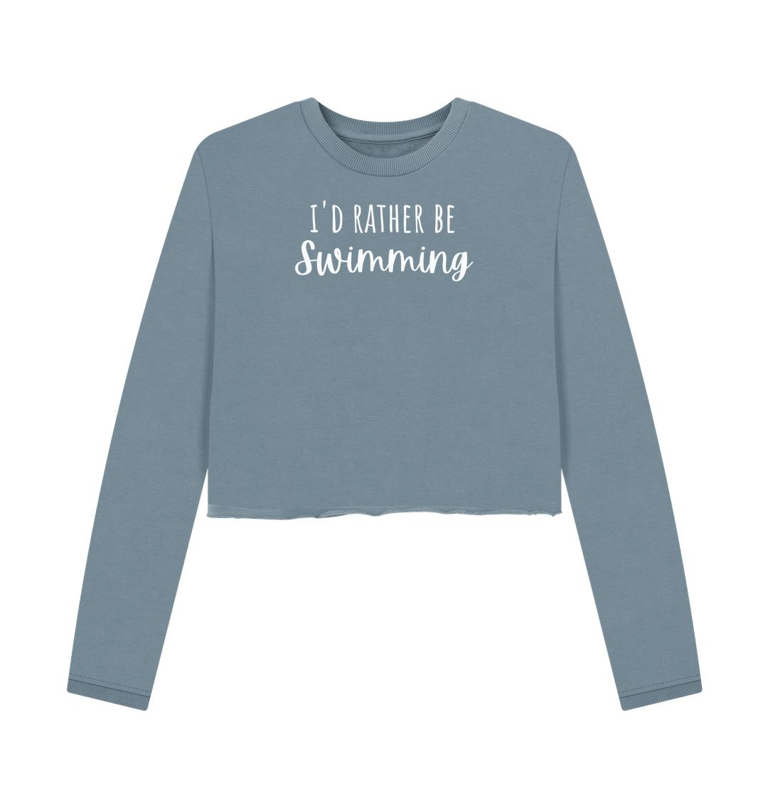 Stone Blue Printed Boxy Jumpers