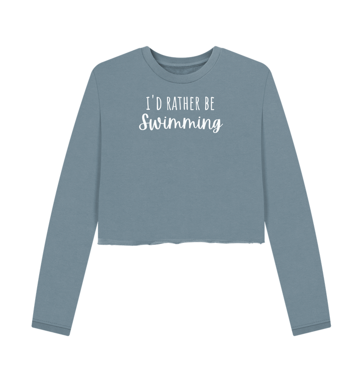 Stone Blue Printed Boxy Jumpers