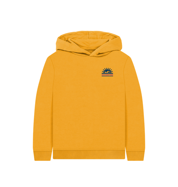 Mustard Printed Kids Hoodie Front