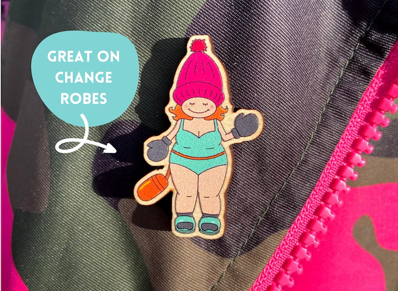 Cold Water Swimmer Wooden Pin Badge