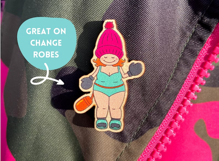 Cold Water Swimmer Wooden Pin Badge