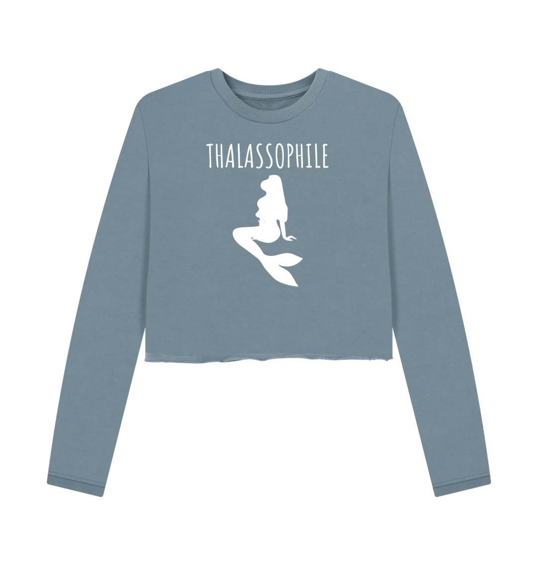 Stone Blue Printed Boxy Jumpers