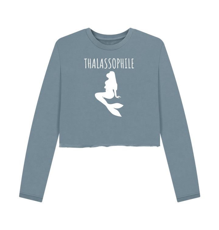 Stone Blue Printed Boxy Jumpers
