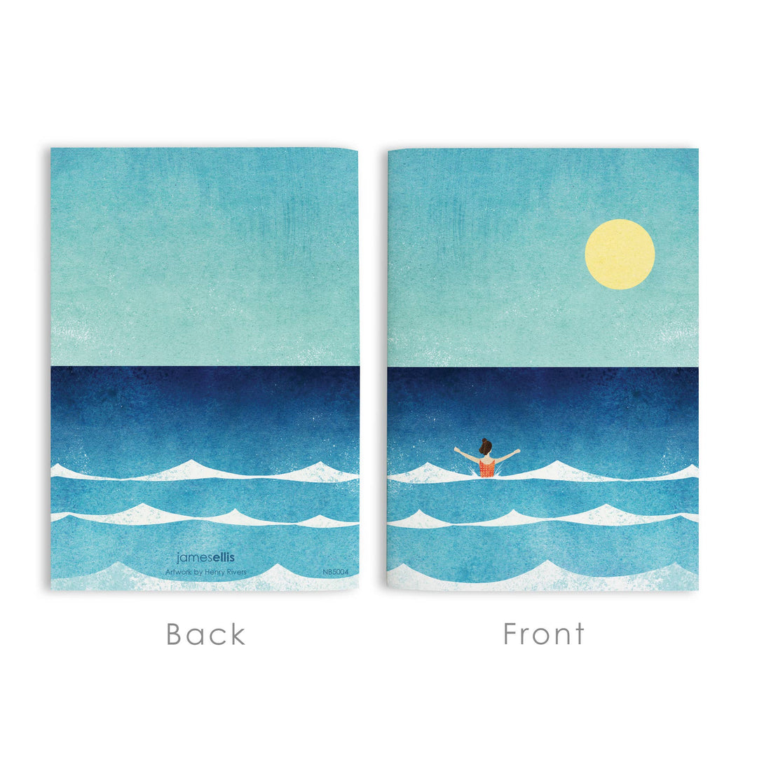 Front and back covers of the Dip in the Sea A6 notebook by Henry Rivers.