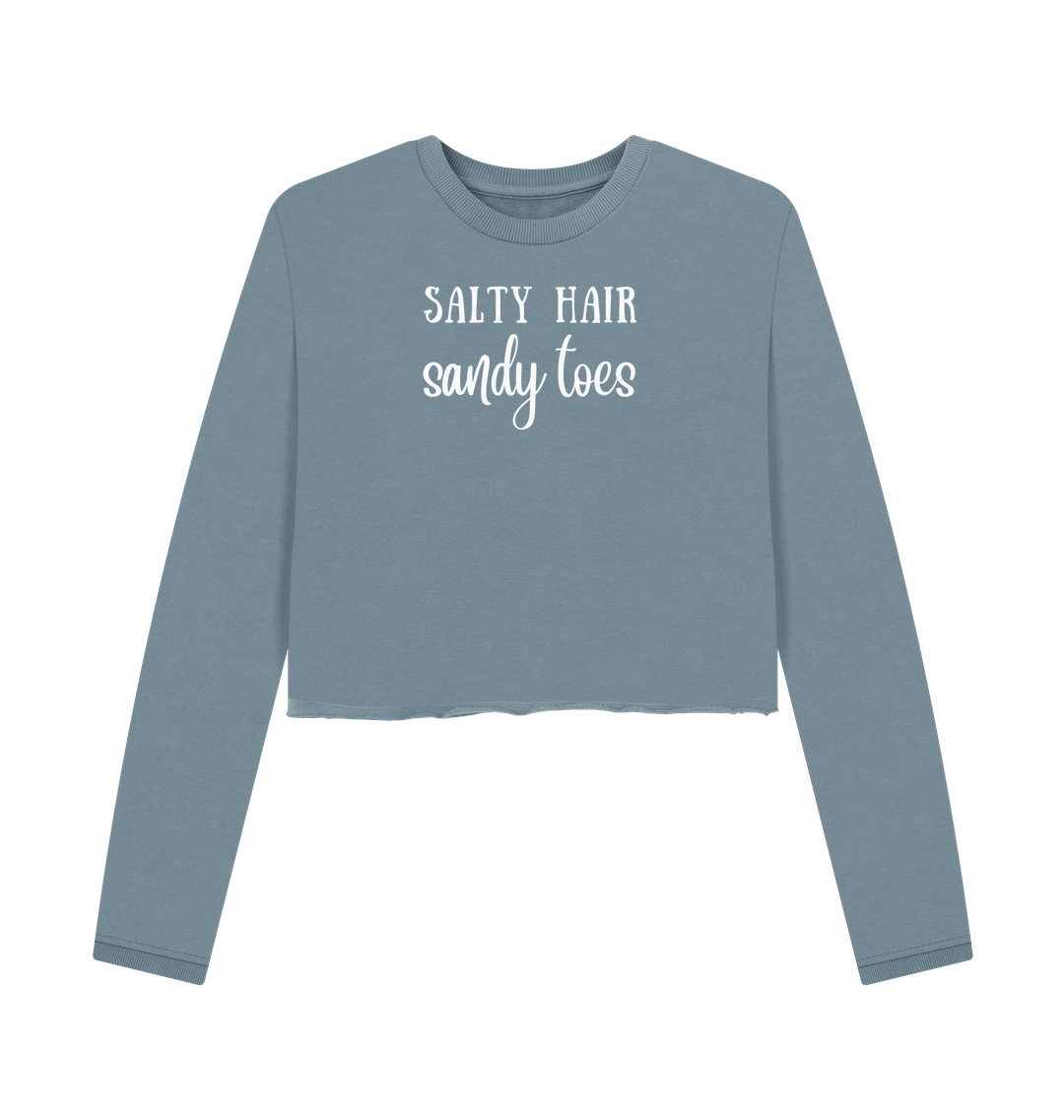 Stone Blue Printed Boxy Jumpers