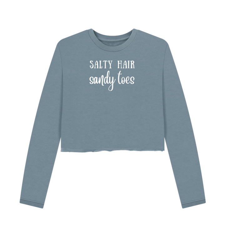 Stone Blue Printed Boxy Jumpers