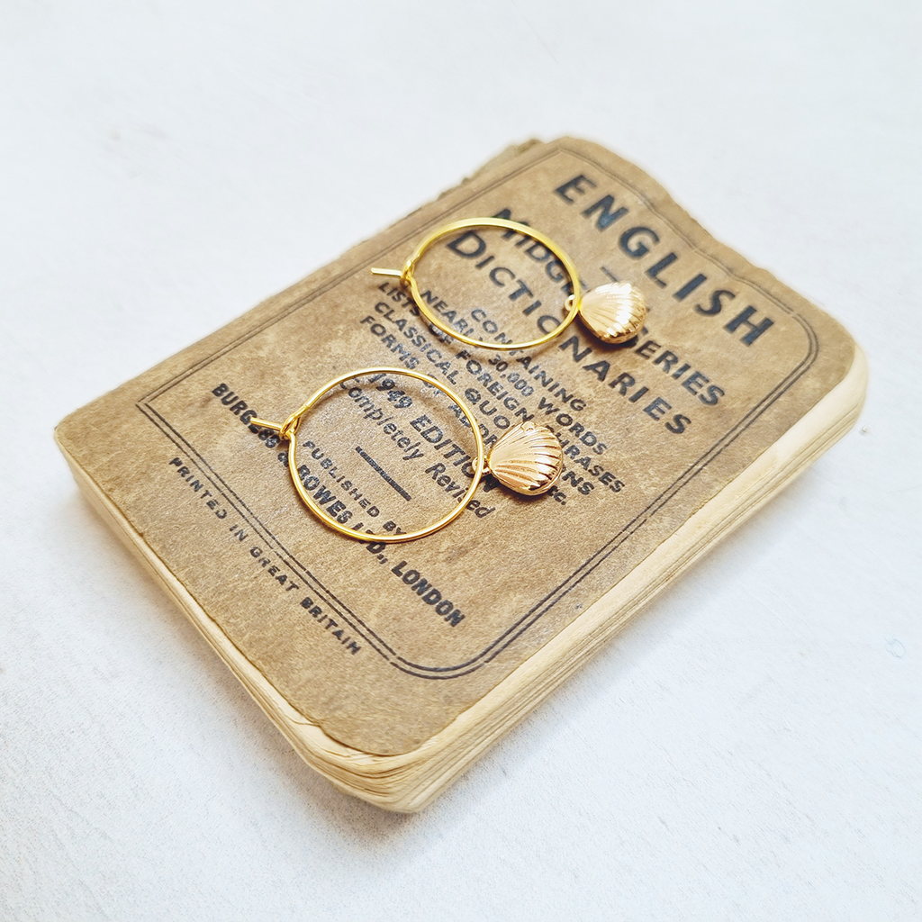 Gold Plated Seashell Hoop Earrings in a Bottle