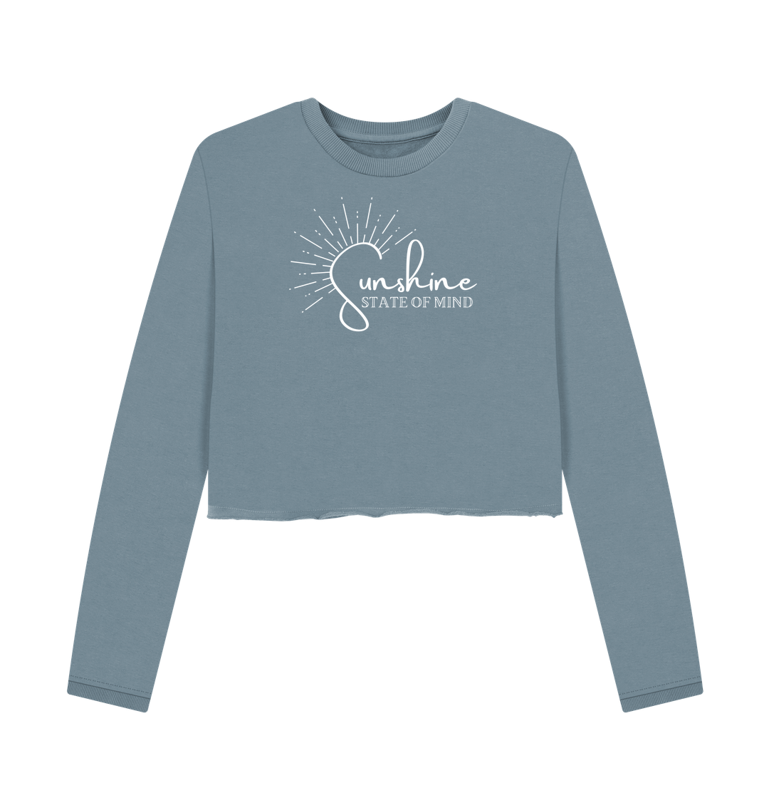 Stone Blue Printed Boxy Jumpers