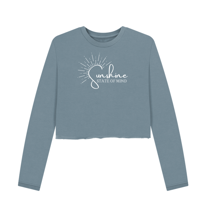 Stone Blue Printed Boxy Jumpers