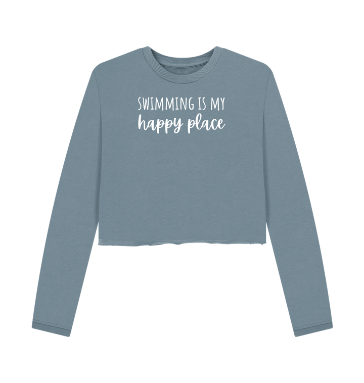 Stone Blue Printed Boxy Jumpers