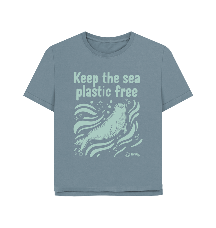 Stone Blue Printed T-shirt Front