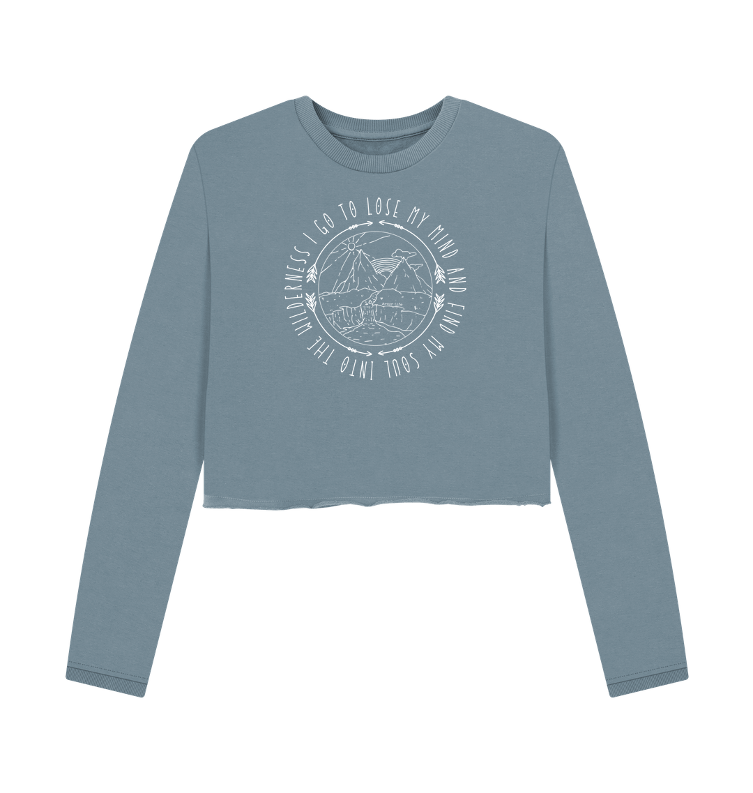 Stone Blue Printed Boxy Jumpers