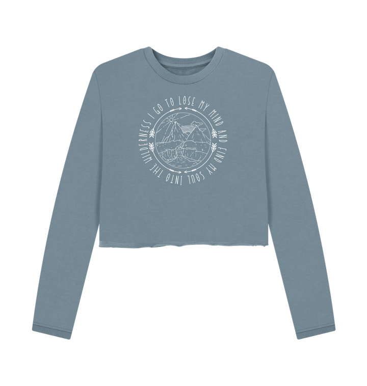 Stone Blue Printed Boxy Jumpers