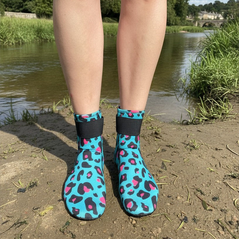 Limestone Neoprene Swimming Socks in Leopard