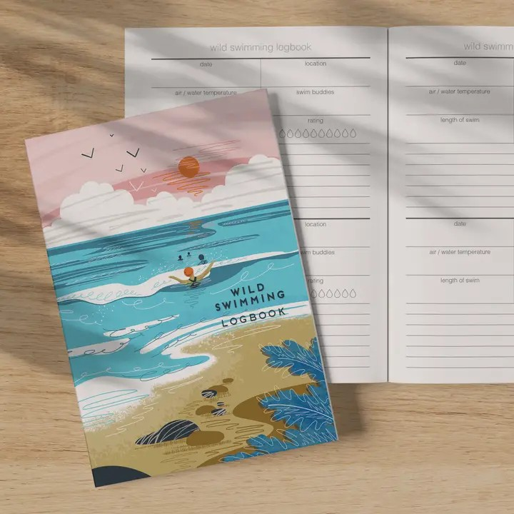 This beautifully illustrated logbook by Onneke is ideal for recording wild swims – features space for date, water temp, and swim buddies.
