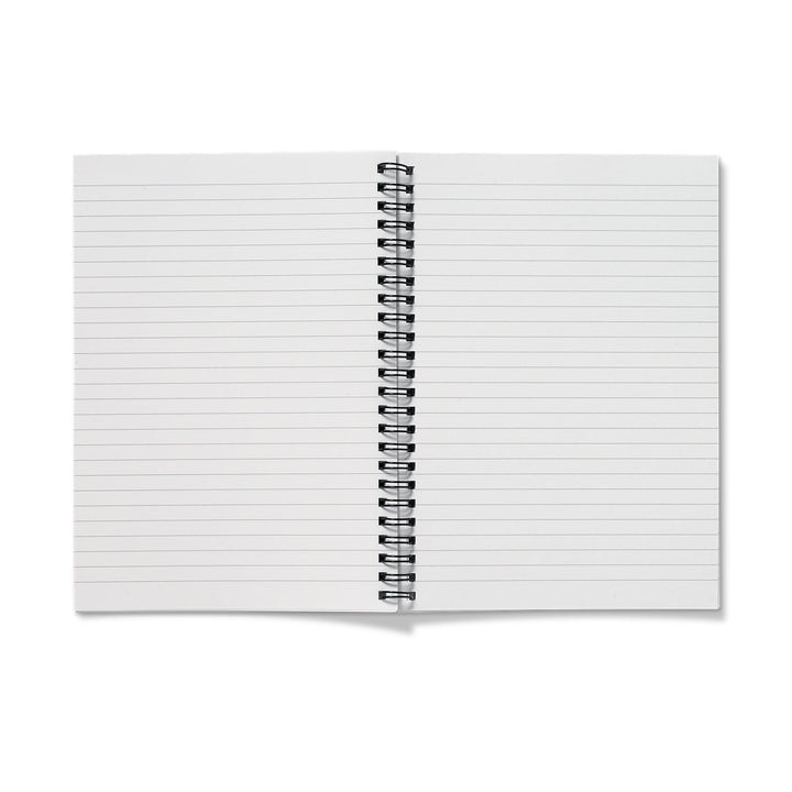 Inside pages of Pause Breathe Reset wild swimming notebook with lined paper