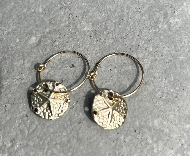 Sand dollar hoop earrings