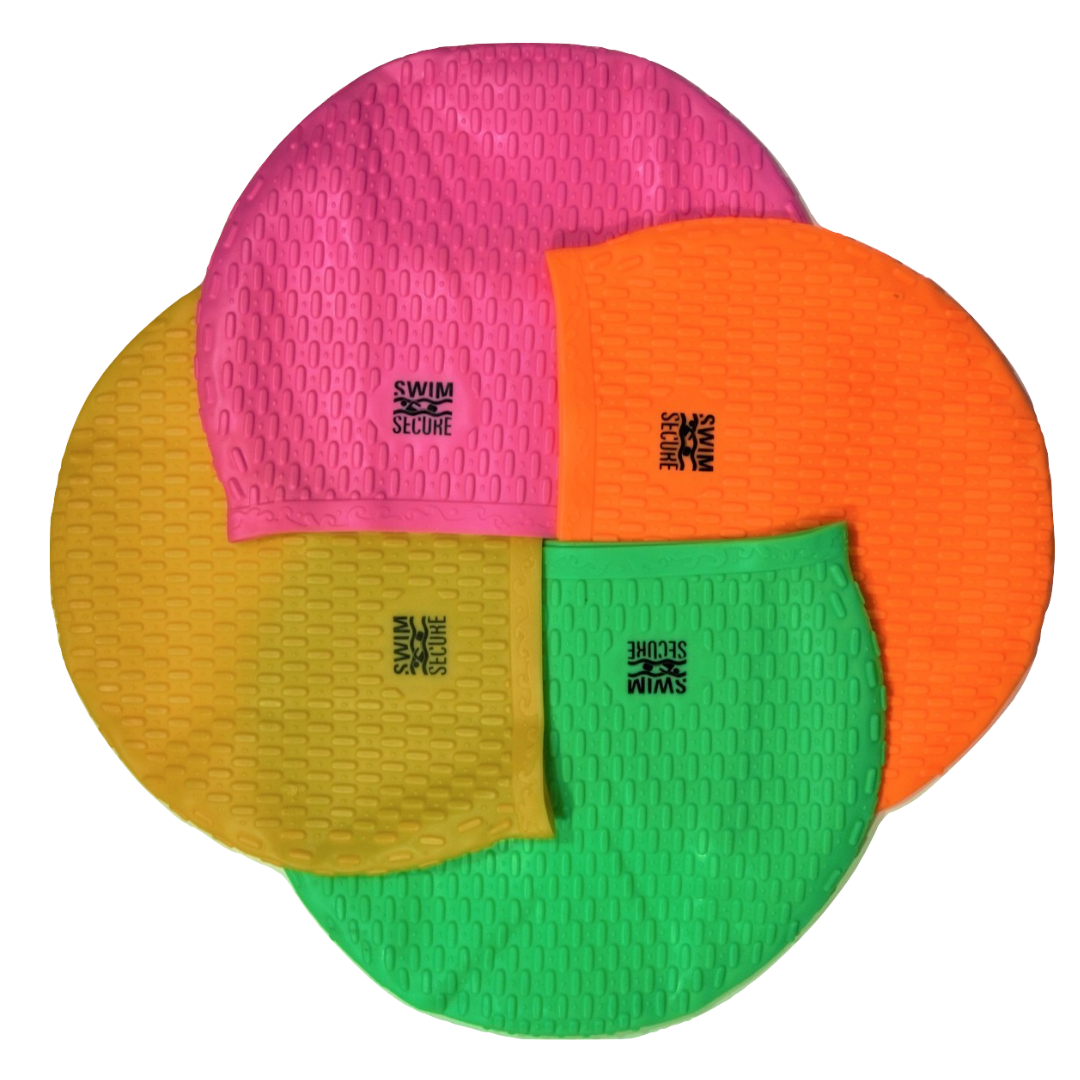 Bubble Swim Caps Yellow Pink Orange Green
