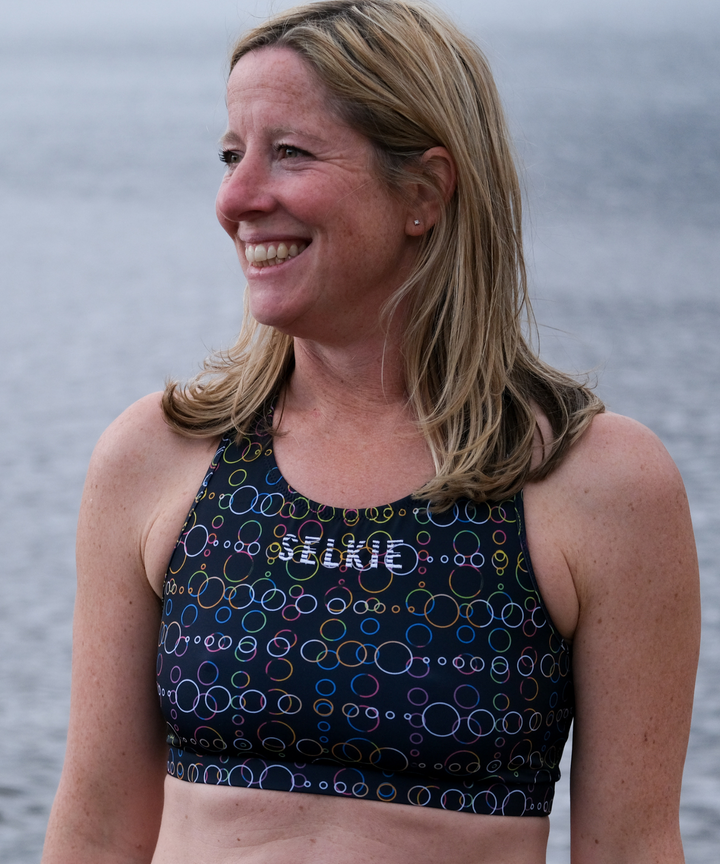 SELKIE TOKYO BIKINI TOP IN MIDNIGHT BLUE BUBBLE PRINT